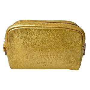 Loewe Heritage Gold Leather Cosmetic Pouch/Accessory Case for Women